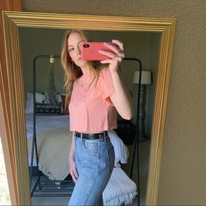 Salmon/Peach Converse Crop Tee